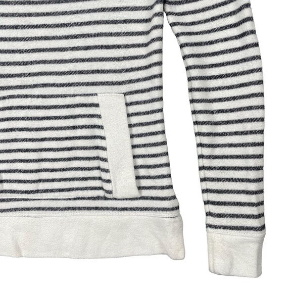 Banana Republic Womens Sweater XS White Gray Stripe Soft Kangaroo Pocket Work - Picture 5 of 10